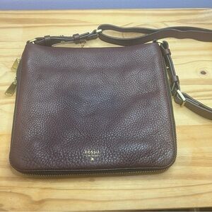 Fossil Brown Leather Crossbody